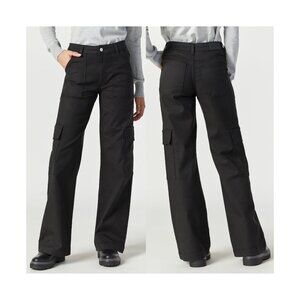 Mavi Women's Alva Alva Straight Leg Cargo Pants in Black Luxe Twill - Size 32/30